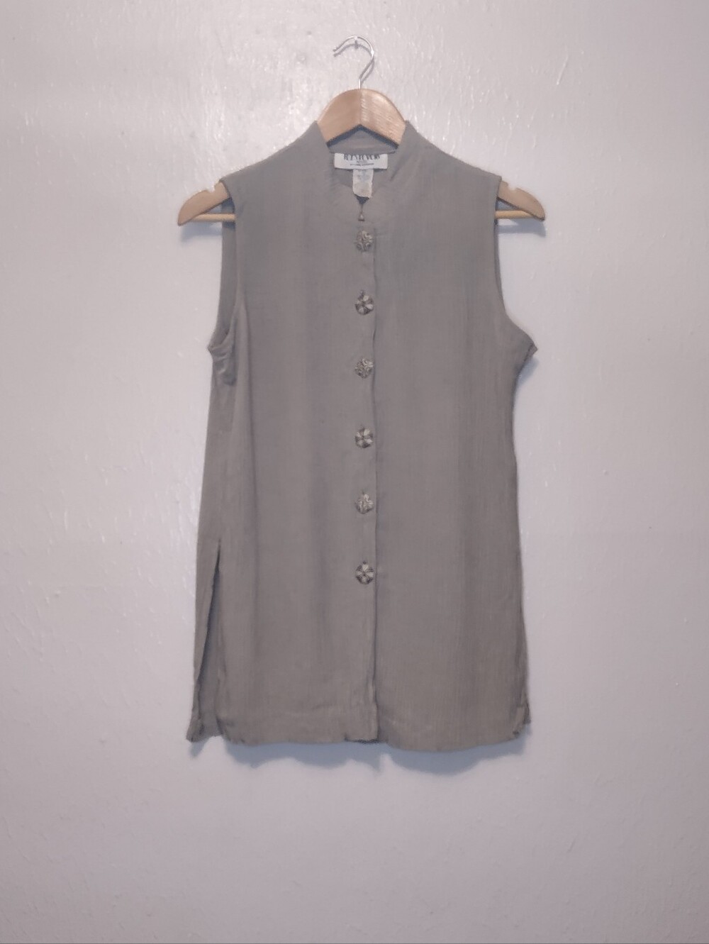 R.J. Stevens Petites Carol Escritor 90's Large Button Long Waist Vest Size 10